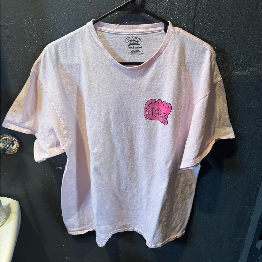 Men’s Call Your Mother Pink Short Sleeve Tee with Graphic Accent